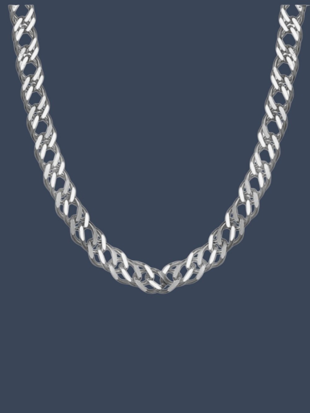 Sterling silver curb double link chain bracelet Italy